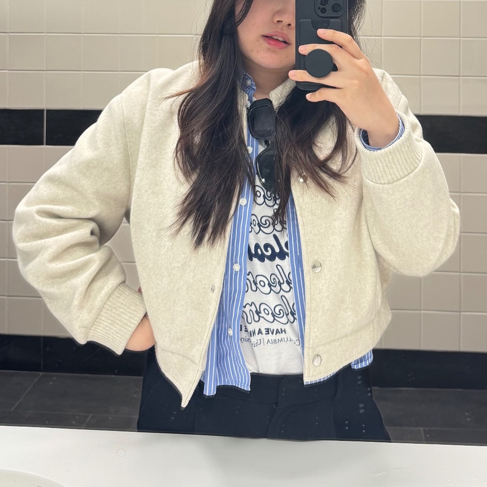 Zara Beige Bomber Jacket XL